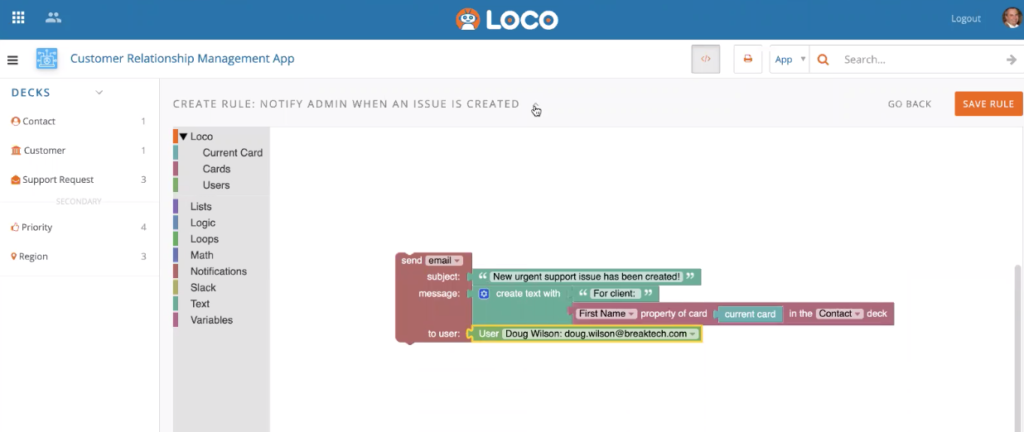 No Code Rule Builder in Loco